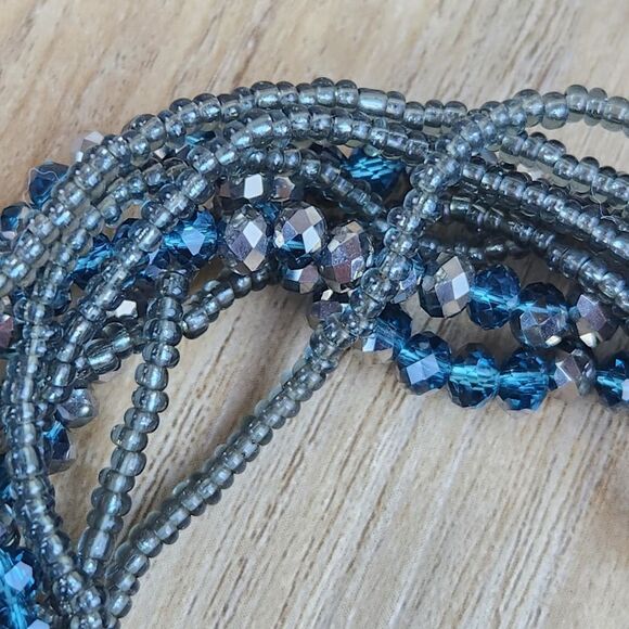 🩵Premier "Seaside" Teal & Gray Multistrand Beaded Magnetic Bracelet - Picture 9 of 11